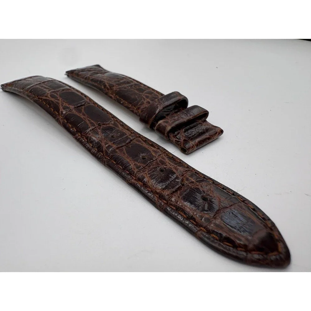 Nicolet 1886 Genuine Crocodile Watch Strap - Brown Leather Quick-Release